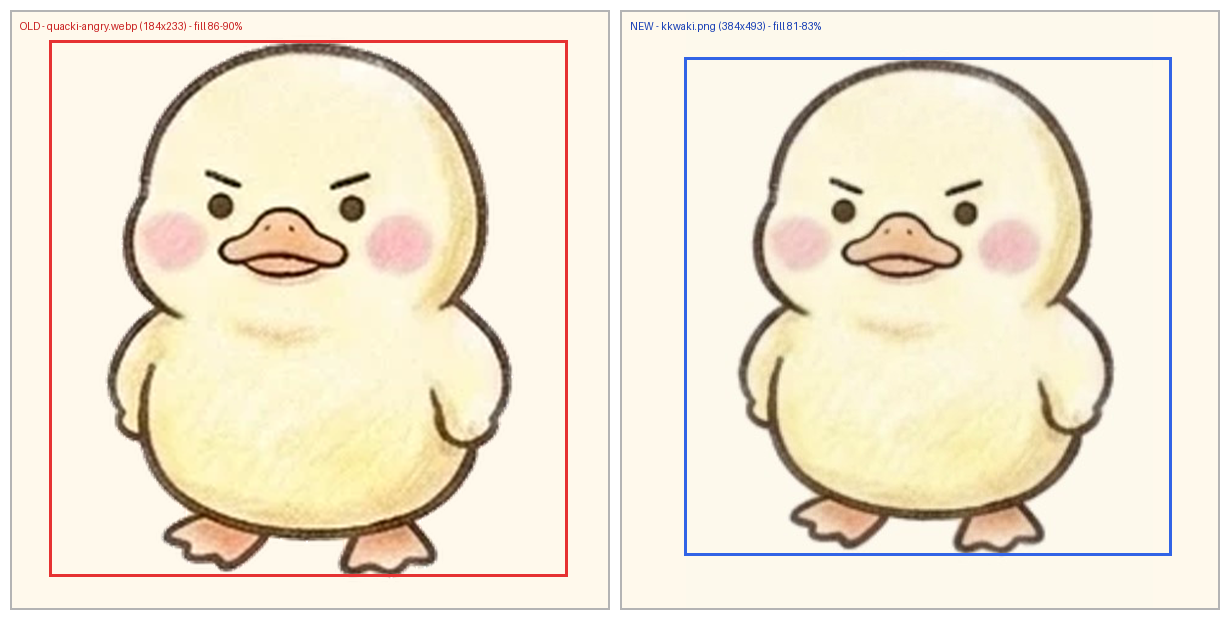 OLD vs NEW 캐릭터 크기 비교